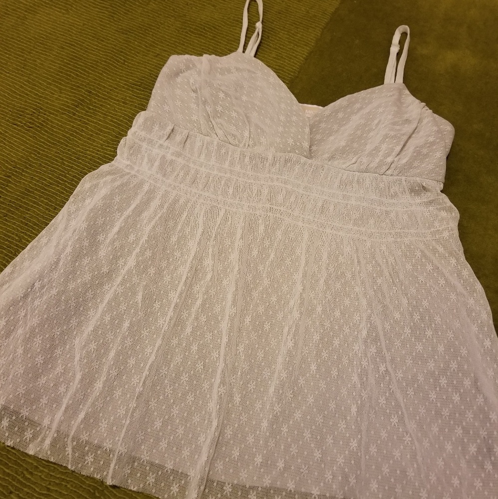 SOLD..MICHAEL KORS Babydoll Lace Tank Top-M - Picture 1 of 3